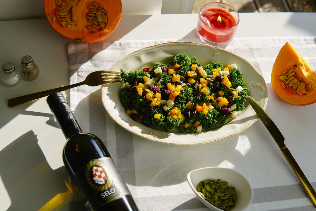 Harvest Salad with Roasted Butternut Squash and Kale | Selo Olive Oil Recipes